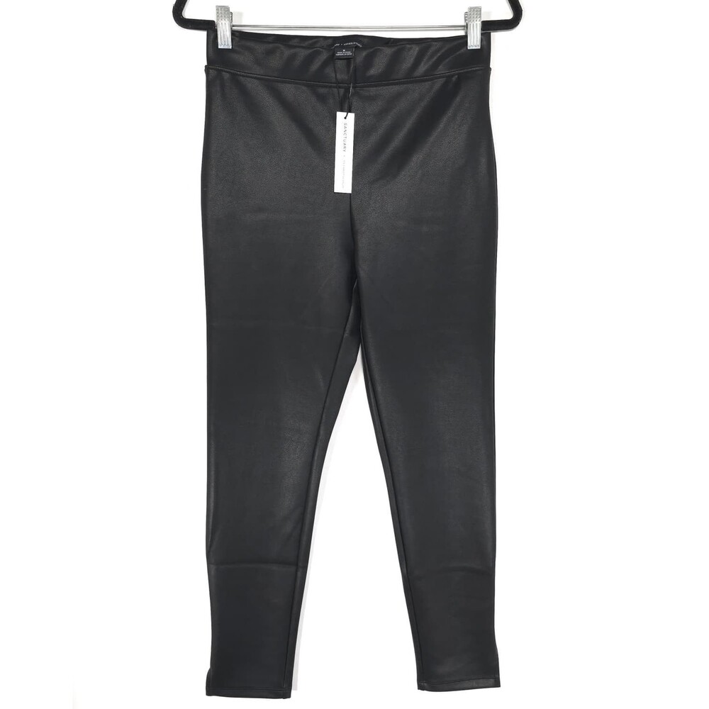 ANTHROPOLOGIE SANCTUARY W SMALL New Faux Leather Leggings Black Pants Pull On